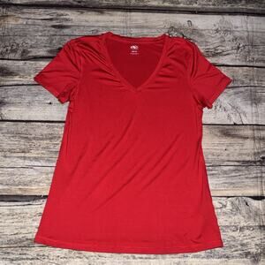 Athletic Works Red Poly V Neck Stretch Top Women's Size Medium